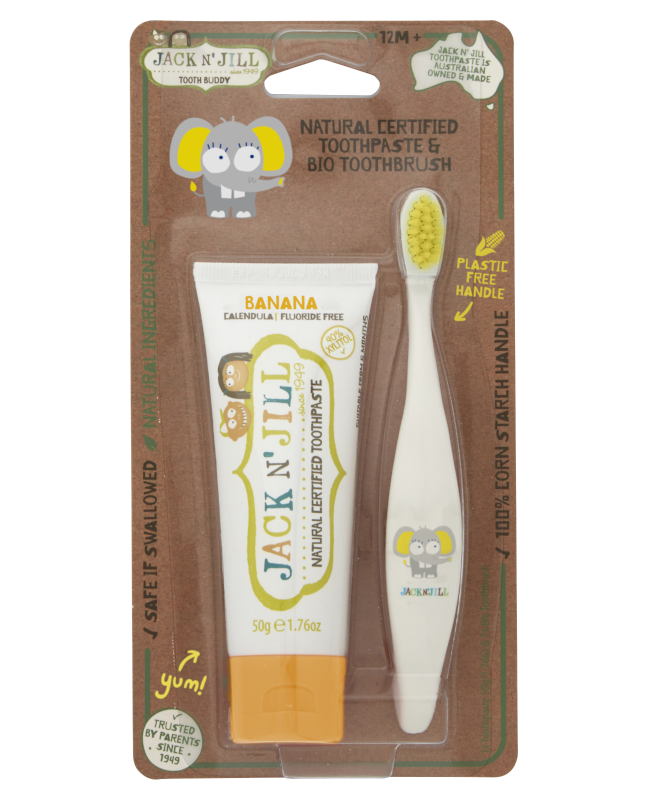 Tooth Buddy Pack -  Natural Toothpaste Banana + Bio Toothbrush Ellie - WellbeingIsland - US
