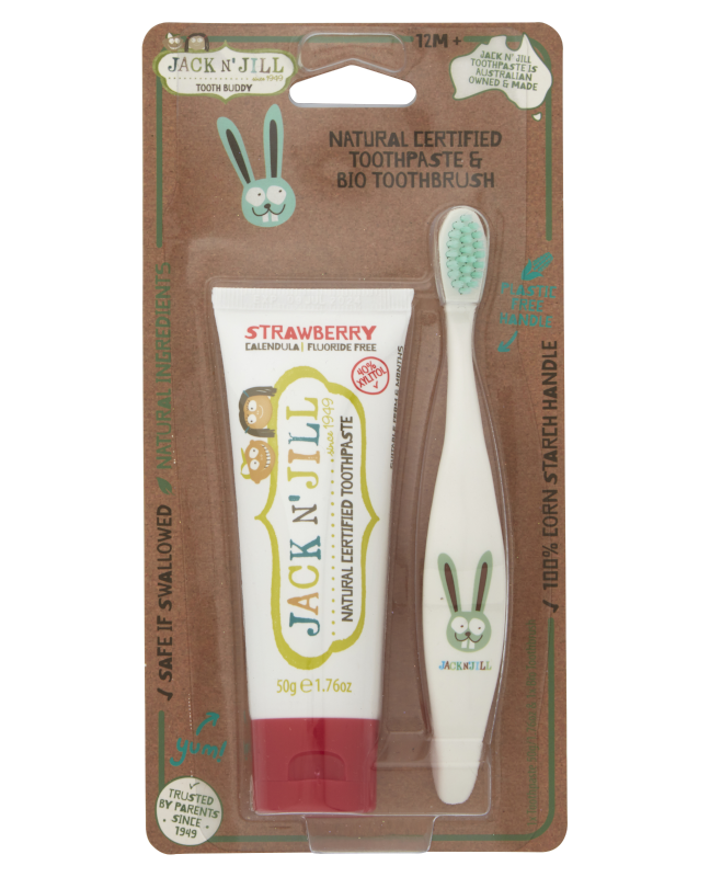 Tooth Buddy Pack - Natural Toothpaste Strawberry + Bio Toothbrush Bunny - WellbeingIsland - US